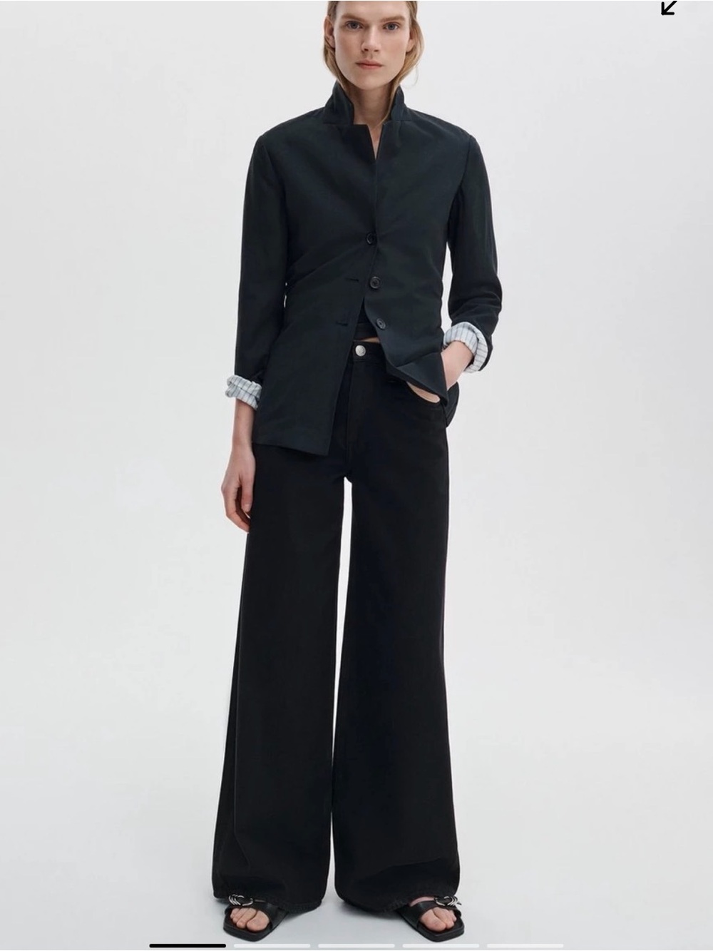 rag & bone Black Logan Mid-Rise Wide-Leg Jeans